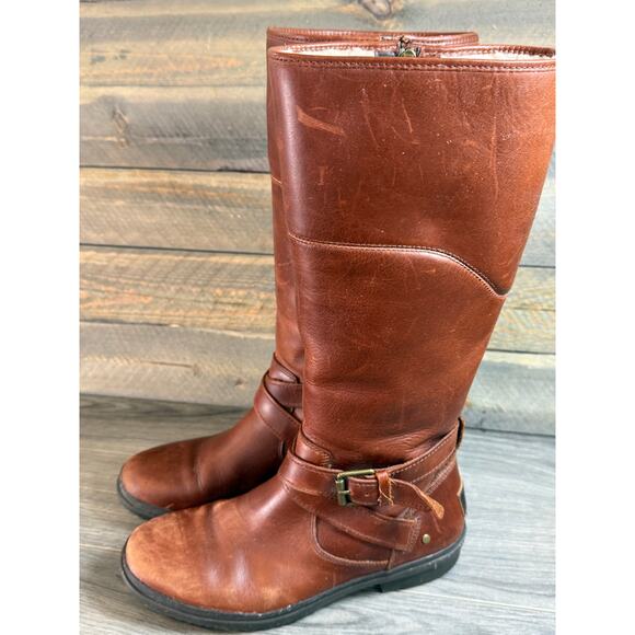 UGG Evanna Stout Tall Riding Boot Size 7.5 Zip Sherpa Fleece Lined Waterproof - Picture 2 of 16